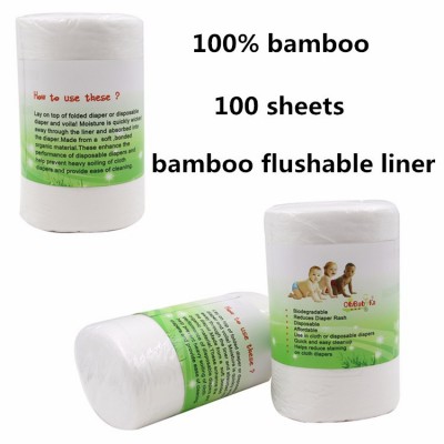 Ohbabyka Antibacterial 100% Biodegradable & Flushable Bamboo Cloth Diaper Liners